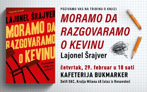 Tribina o knjizi „Moramo da razgovaramo o Kevinu“ 29. februara - slika 1