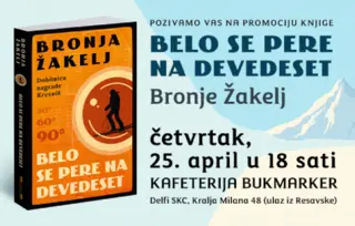 O romanu „Belo se pere na devedeset“ slovenačke autorke Bronje Žakelj 25. aprila u knjižari Delfi SKC