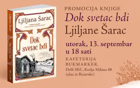 Promocija knjige „Dok svetac bdi“ Ljiljane Šarac 13. septembra od 18 sati u knjižari Delfi SKC - slika 1