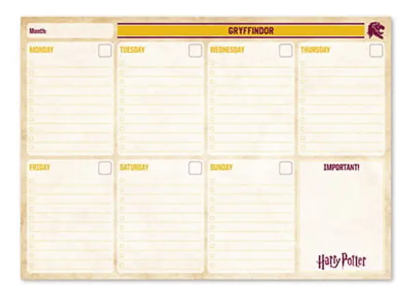 Slika 0 - Stoni planer A4 - Harry Potter, Gryffindor, Week To View