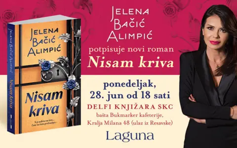 Jelena Bačić Alimpić potpisuje novi roman „Nisam kriva“ 28. juna u knjižari Delfi SKC - slika 1
