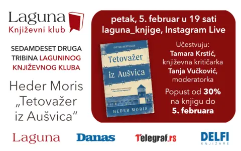 O svetskom bestseleru „Tetovažer iz Aušvica“ u okviru Laguninog književnog kluba - slika 1