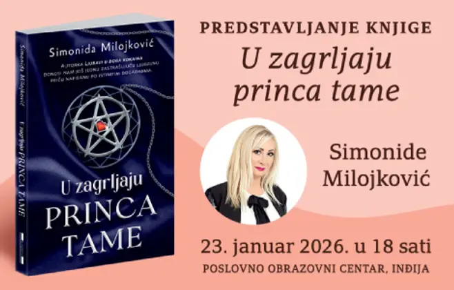Promocija romana „U zagrljaju princa tame“ Simonide Milojković 23. januara u Inđiji