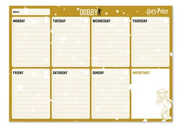 Slika 0 - Stoni planer A4 - Harry Potter, Dobby, Week To View