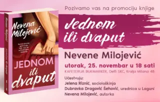 Promocija romana prvenca Nevene Milojević „Jednom ili dvaput“ 25. novembra u knjižari Delfi SKC