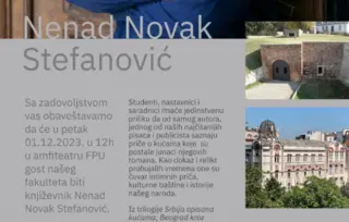 Nenad Novak Stefanović 1. decembra na Fakultetu primenjenih umetnosti