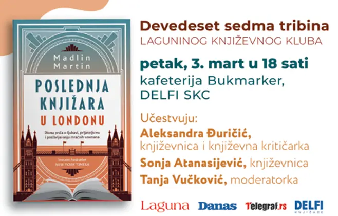 Tribina Laguninog književnog kluba o romanu „Poslednja knjižara u Londonu“ 3. marta
